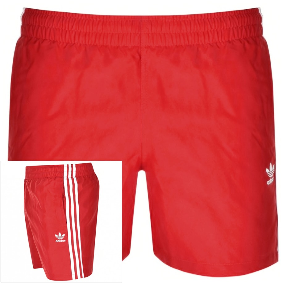 Alternative Image for Productadidas Originals 3 Stripes Swim Shorts Red1